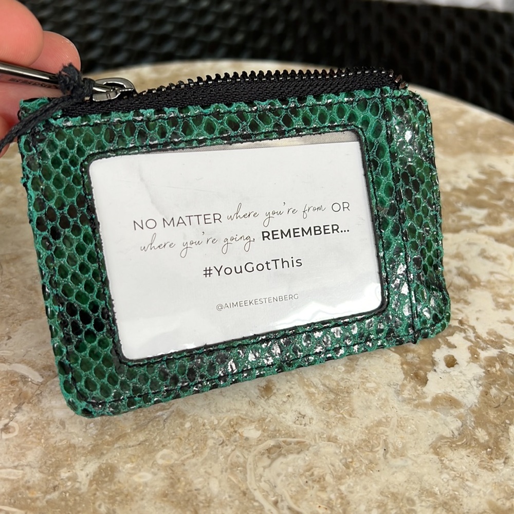 AIMEE KESTENBERG Alia Skinny ID case credit card holder in Emerald Snake - Picture 6 of 17